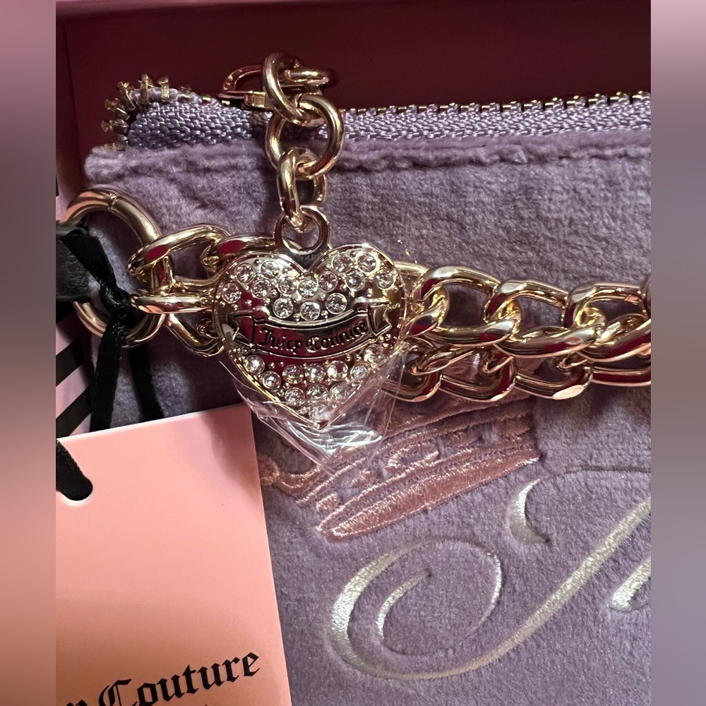 Juicy Couture Los Angeles NWT Dusty Violet Velour Wristlet & Coin Purse - Picture 3 of 9